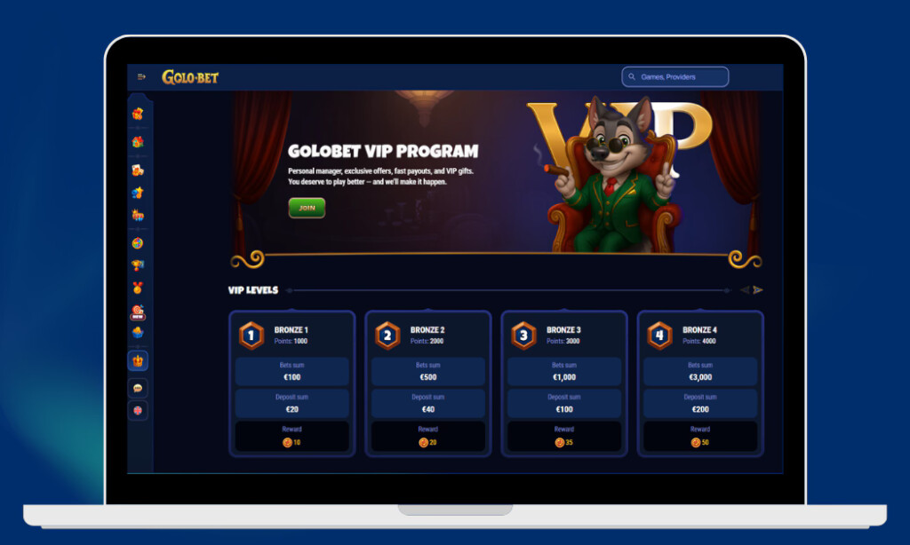 Golo Bet Casinolta löytyy myös VIP-ohjelma.