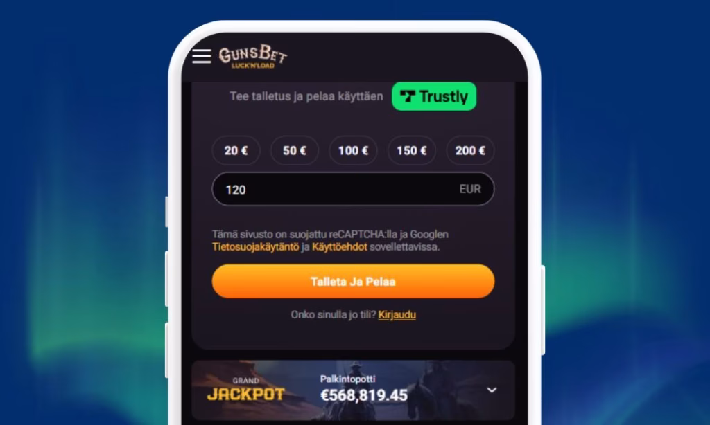 GunsBet turvalliset Trustly talletukset