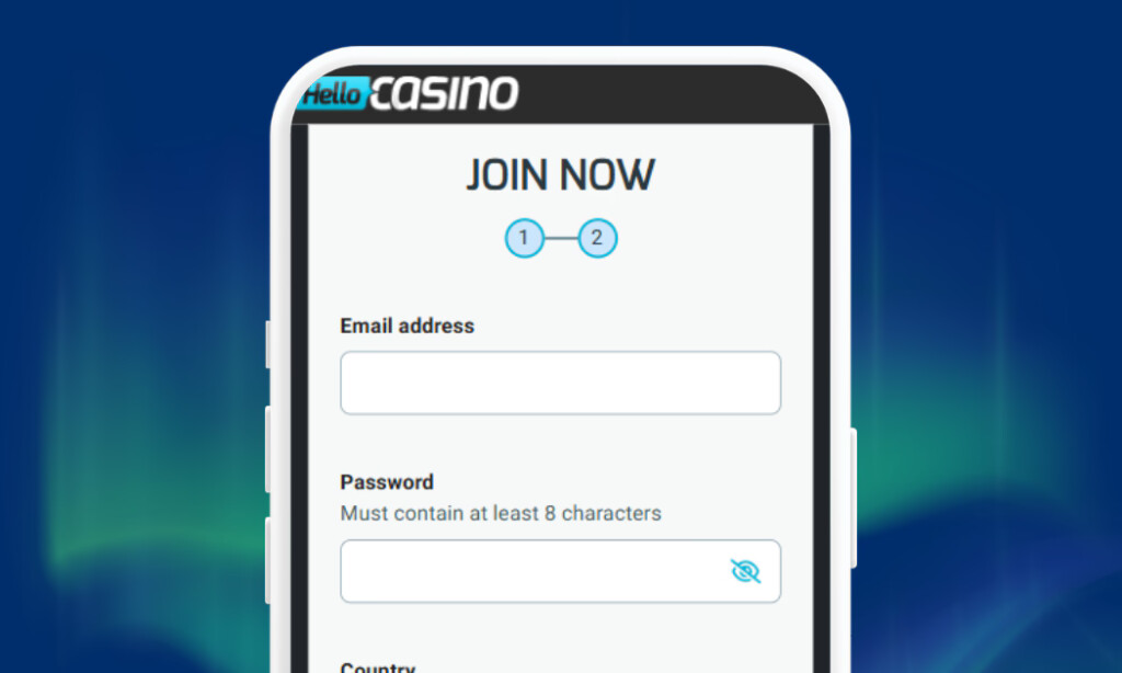 Hello Casinolle rekisteröidään pelitili.