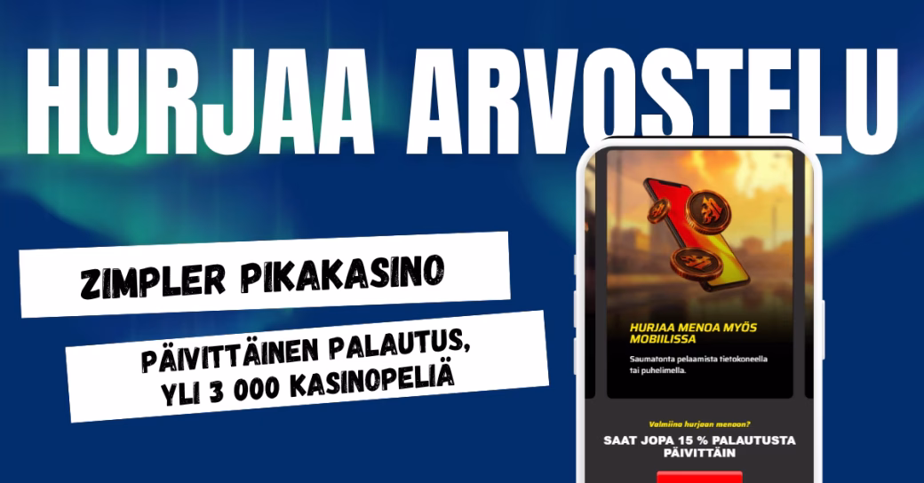 Hurjaa Casino on nopea Zimpler pikakasino, josta päivittäinen bonuspalautus.