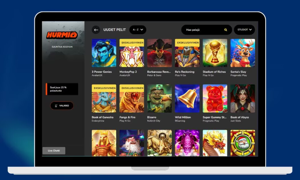 Hurmio Casinolta löytyy reilu 3 000 kolikkopeliä.