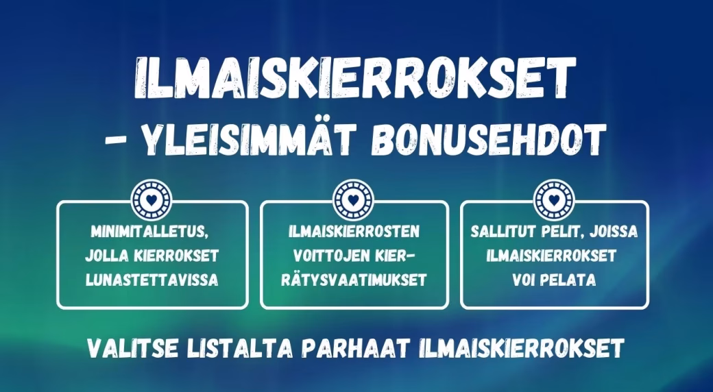 Älä unohda ilmaiskierrosten bonusehtoja