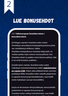 Lue ilman talletusta olevien ilmaiskierrosten bonusehdot huolella.
