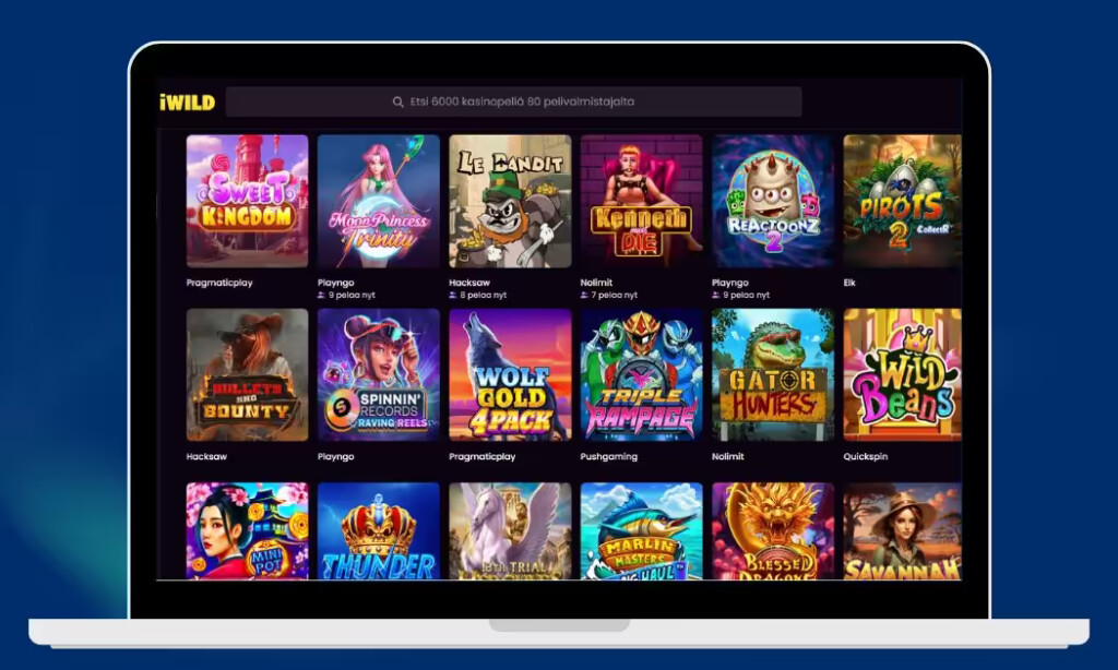 iWild Casino kolikkopelien valikoimaa