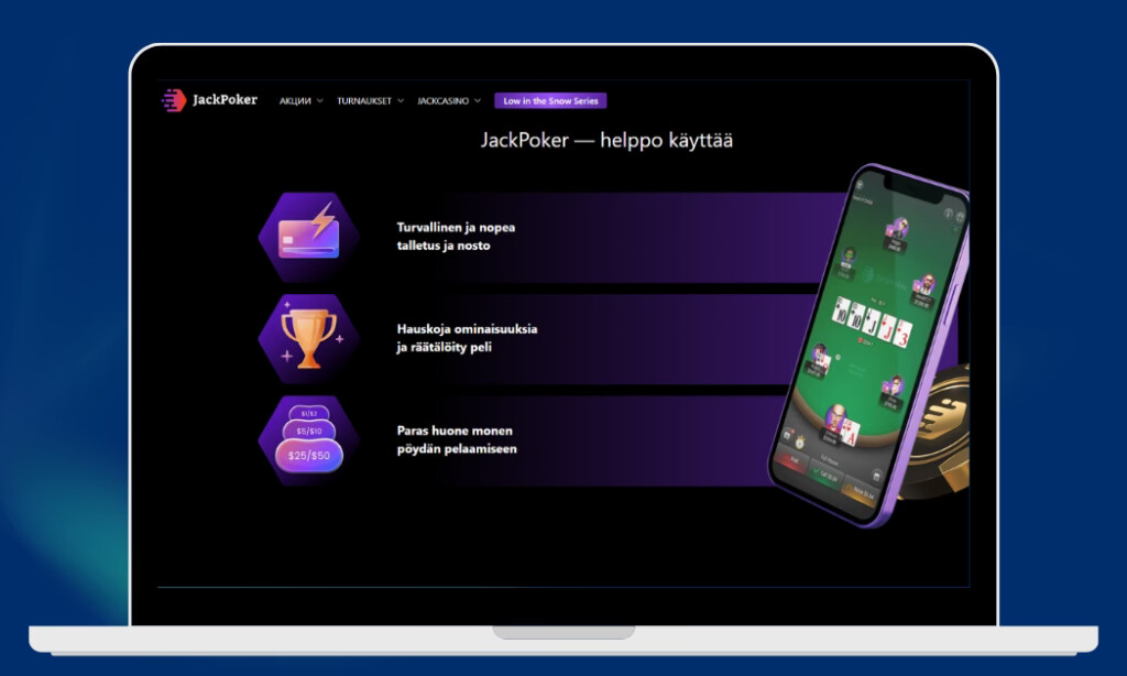 Jack Poker Casinolta löydät myös pokerin.