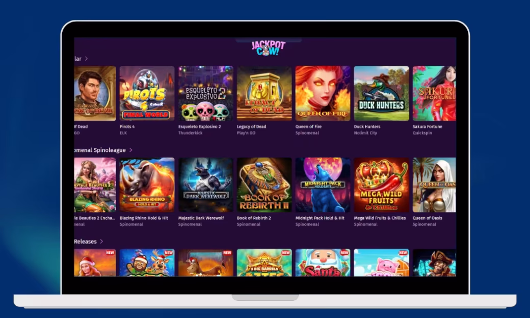 JackpotCow Casino tarjoaa monipuolisen valikoiman kolikkopelejä.