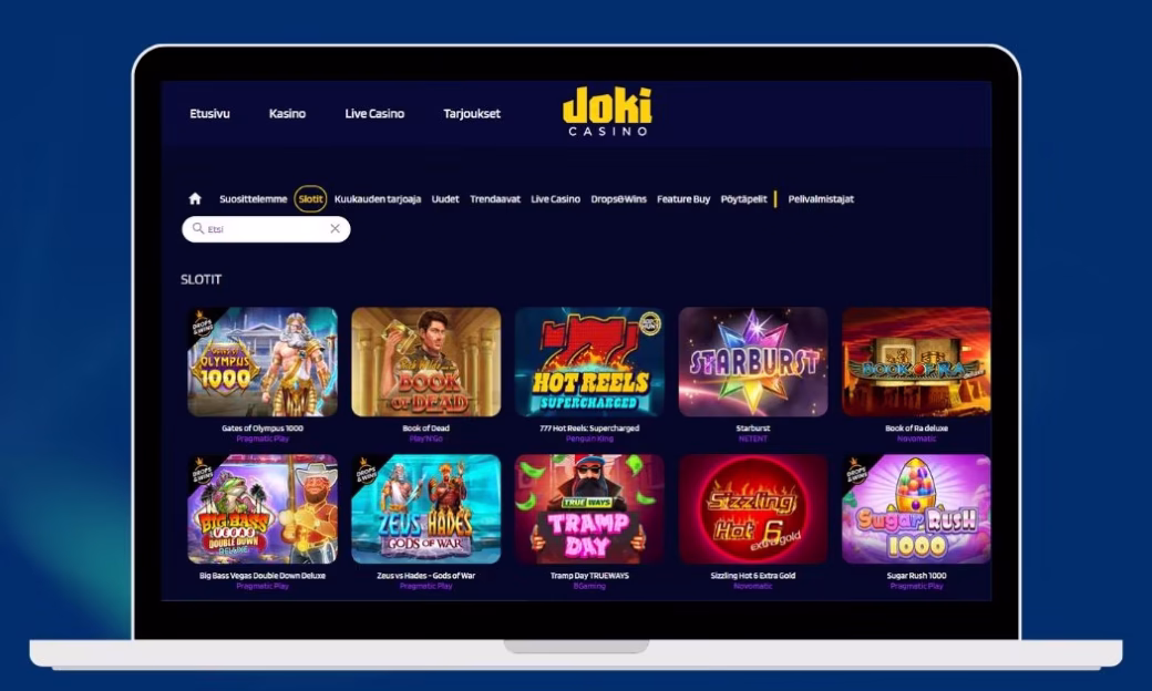 Joki Casinon kolikkopelien valikoimaa.
