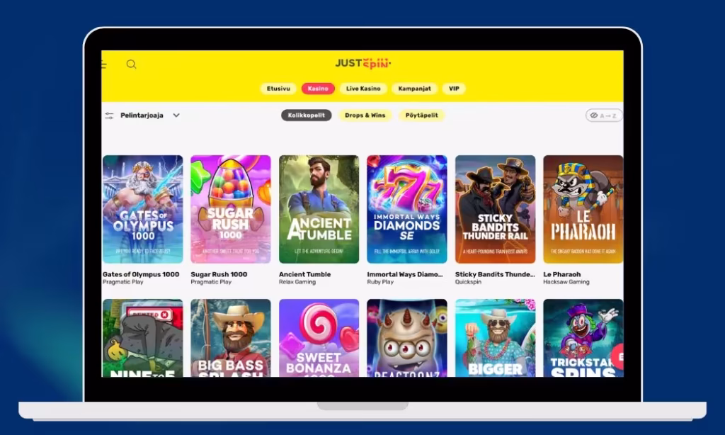JustSpin Casino parhaat kolikkopelit