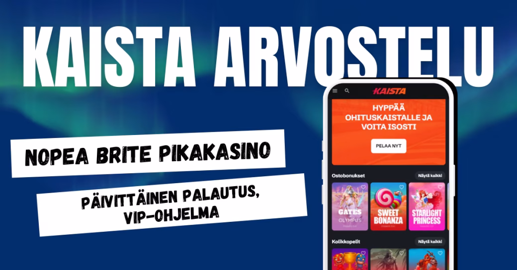 Kaista Casino on nopea Brite pikakasino, josta päivittäinen bonuspalautus.