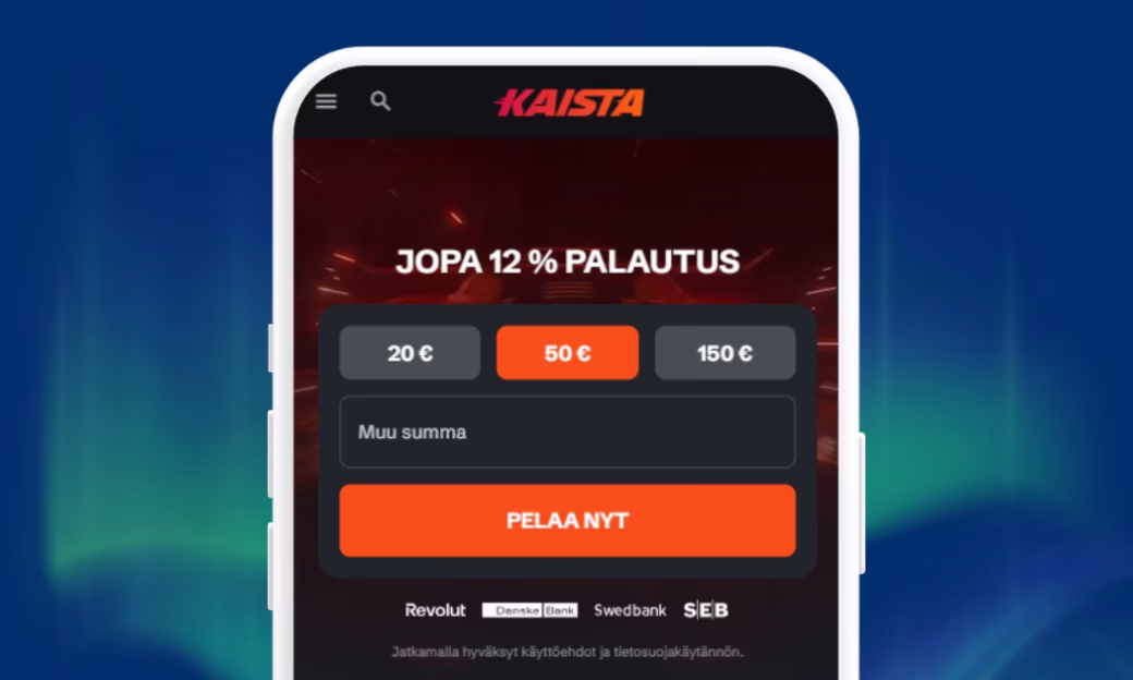 Kaista Kasinolle talletukset verkkopankkitunnuksin, Briten välityksellä.