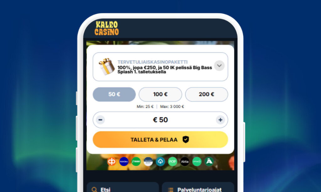 Nopeat talletukset verkkopankkitunnuksin Kaleo Casinolle.