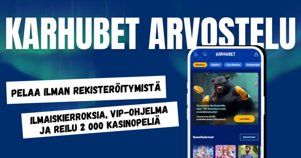 Karhubet Casinolla pelaat ilman rekisteröitymistä, lunastat tervetulobonuksen, osallistut VIP-ohjelmaan ja nautit yli 2 000 kasinopelistä.