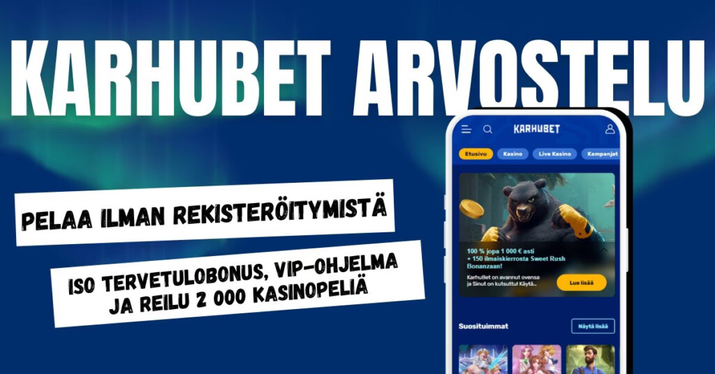 Karhubet Casinolla pelaat ilman rekisteröitymistä, lunastat tervetulobonuksen, osallistut VIP-ohjelmaan ja nautit yli 2 000 kasinopelistä.