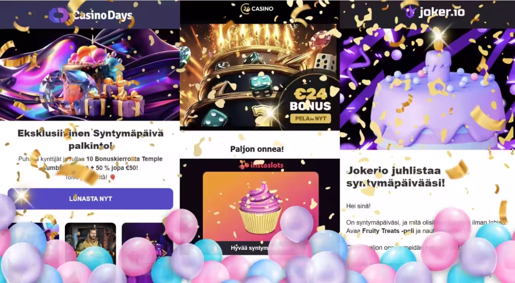 Nettikasinoiden monenlaiset synttäribonukset.