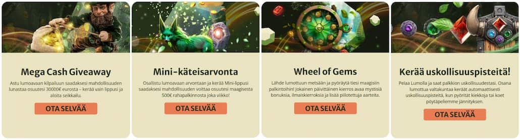 Kasinotarjoukset vanhoille pelaajille Lumo Casinolla.