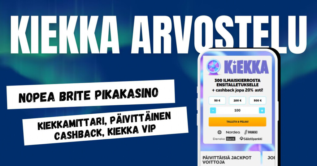 Kiekka Kasino on nopea Brite pikakasino päivittäisellä cashbackilla ja Kiekkamittarilla.