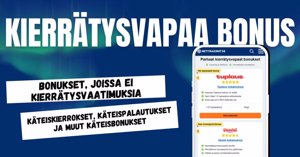 Kierrätysvapaa bonus on bonus, johon ei sisälly mitään kierrätysehtoja