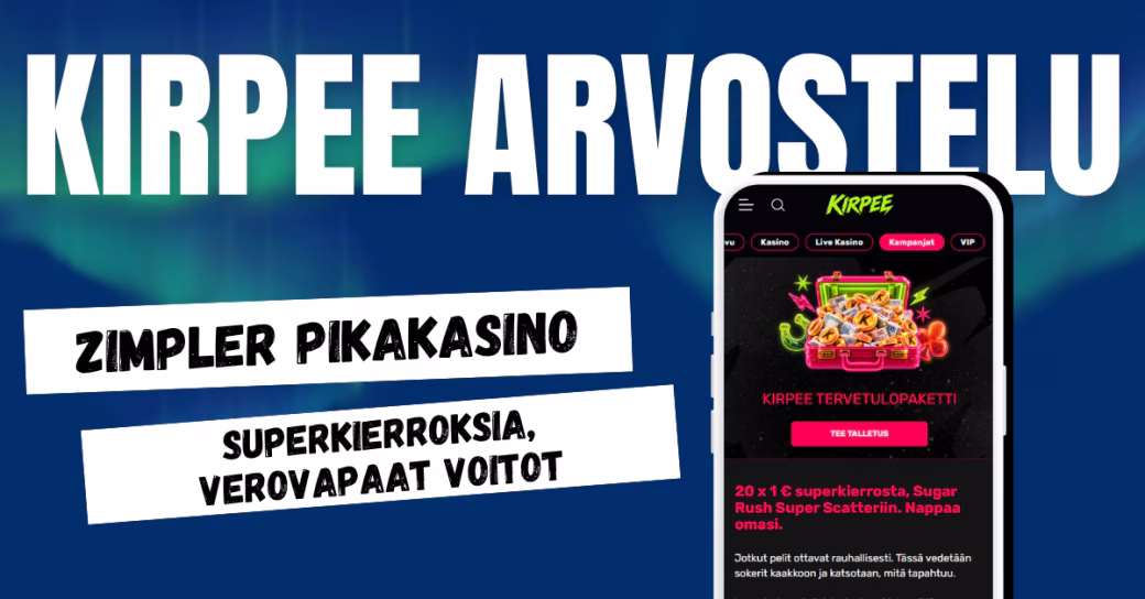 Kirpee Casino on Zimpler pikakasino, josta voitot verovapaasti.