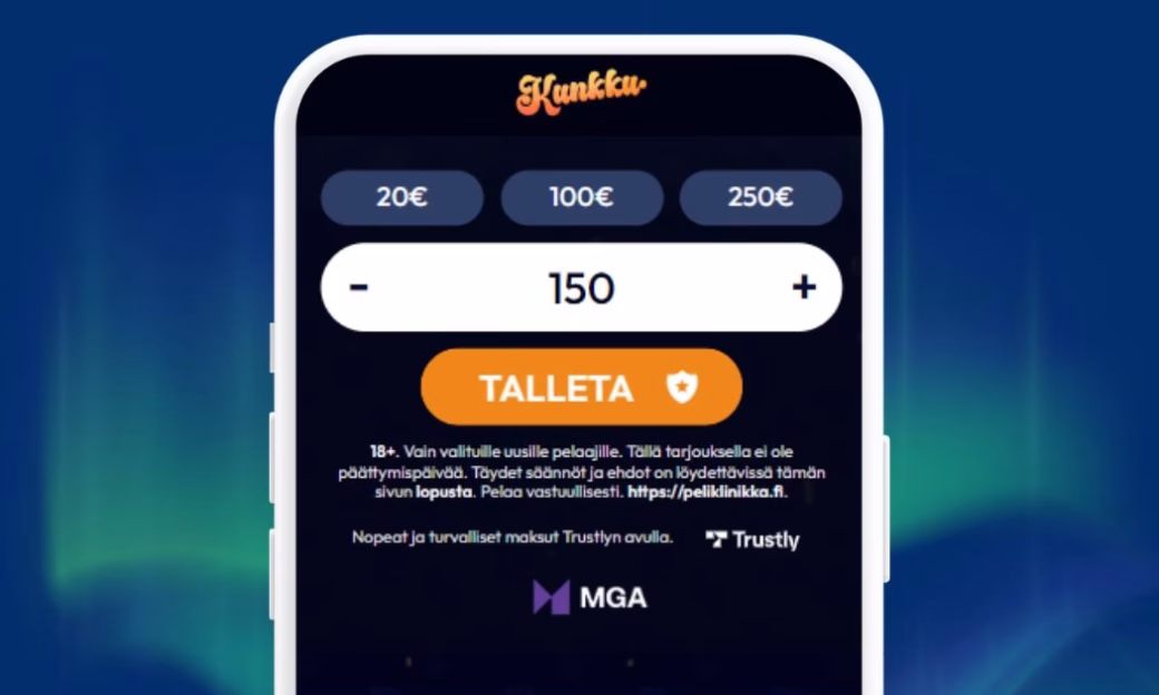 Kunkku Kasinolle talletat pankkitunnuksilla Trustlyn avulla