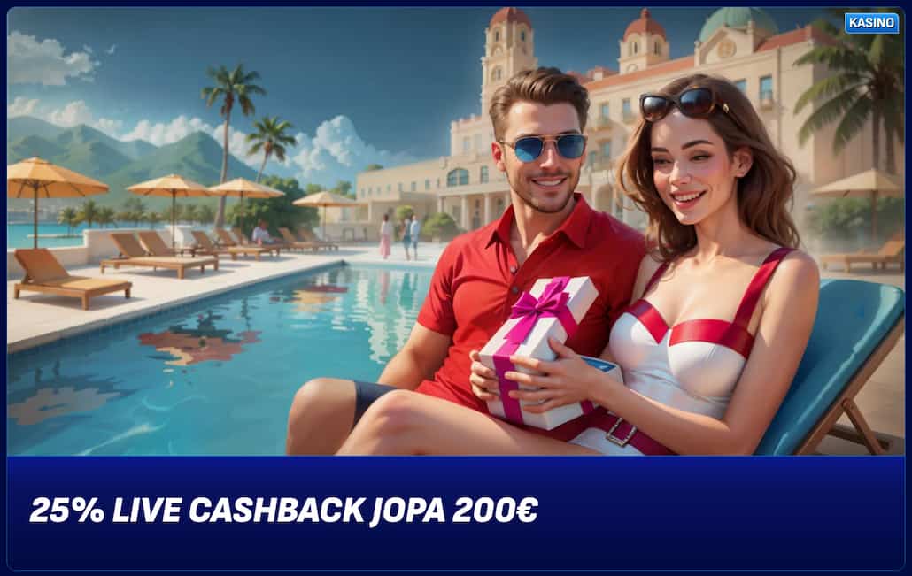 Esimerkki live casino cashback bonuksesta.