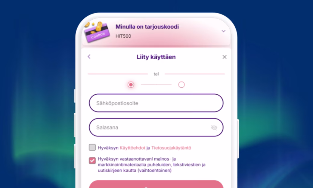 Lucky Koalalle rekisteröidään pelitili.