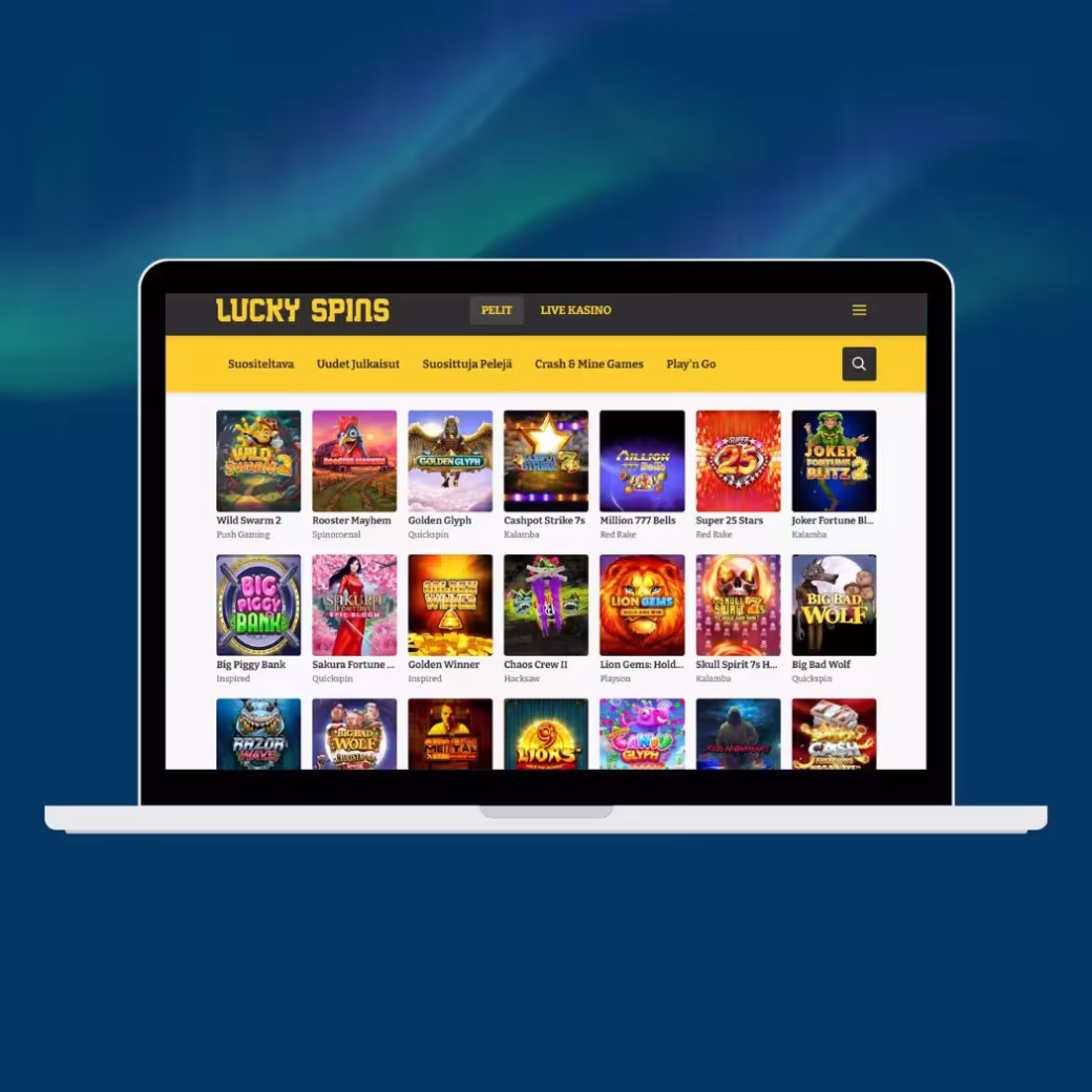 Lucky Spins Casino tarjoaa monipuolisesti kolikkopelejä.