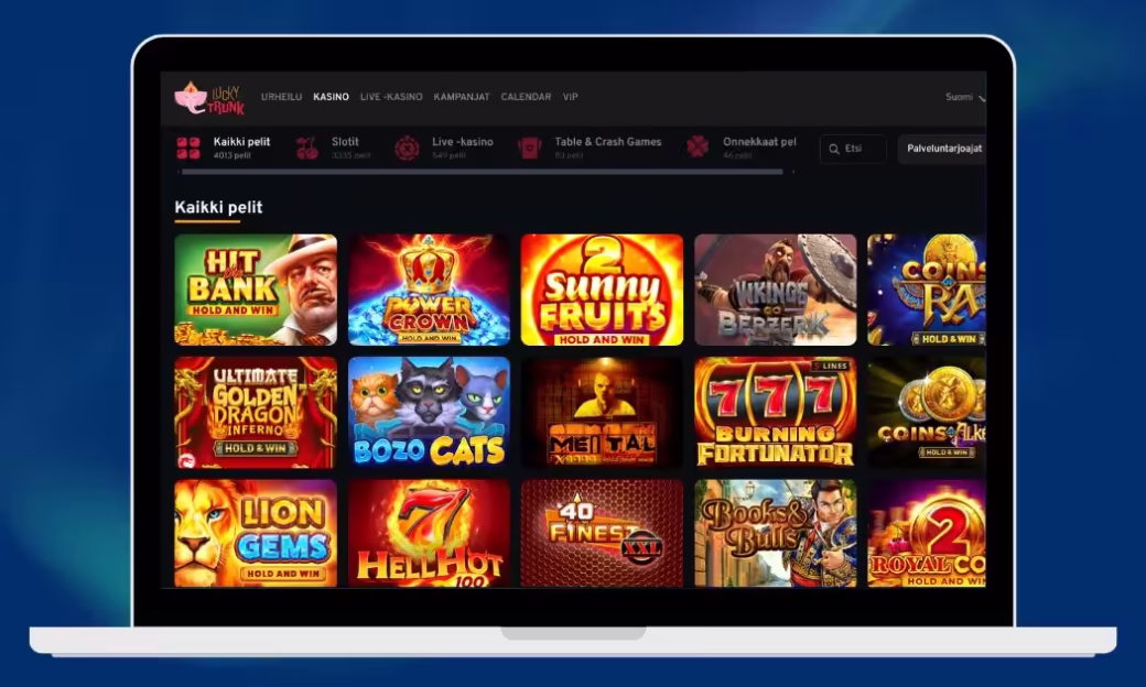 LuckyTrunk Casinon kolikkopelivalikoima käsittää yli 4 000 peliä
