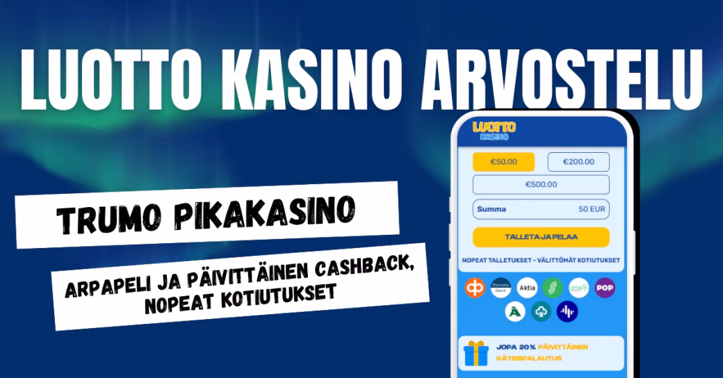 Luotto Kasino on Trumo pikakasino, josta hauska arpapeli ja päivittäinen cashback.