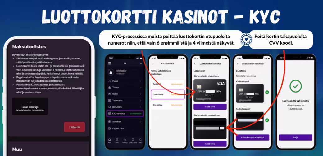 Luottokortti kasinot vaativat sinua vahvistamaan maksukorttisi.