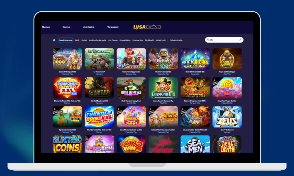 Lysa Casino kolikkopelien valikoimaa.