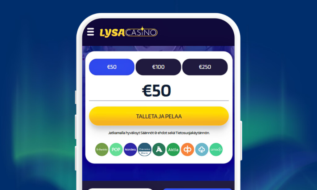 Lysa Casino talletukset verkkopankkitunnuksin Britella.