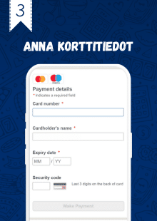 Anna kortin tiedot.