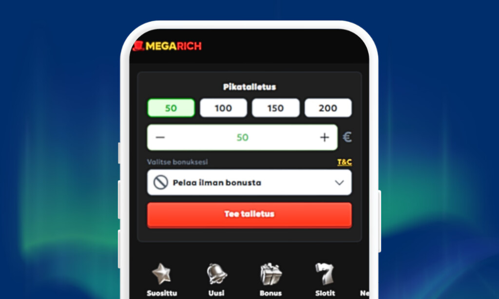 Nopeat talletukset ilman rekisteröitymistä Mega Rich Casinolle Zimplerillä.