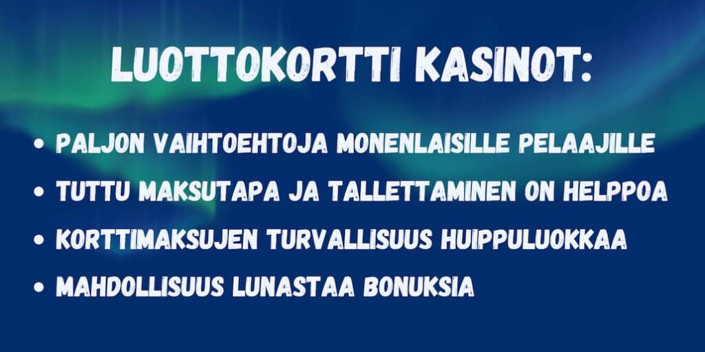 Syitä valita luottokortti casino.