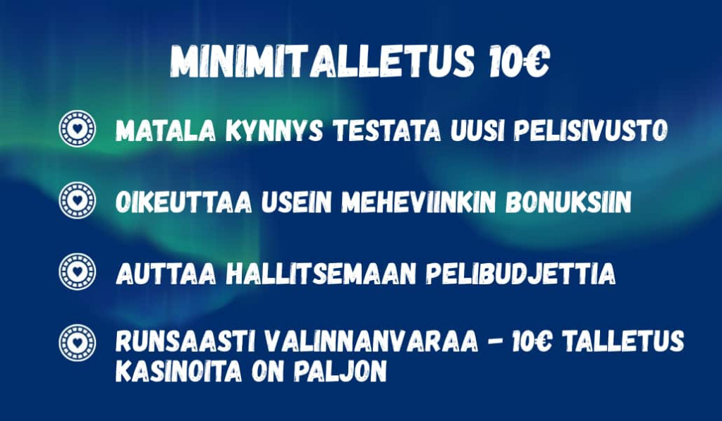 Syitä valita minimitalletus 10e kasino.