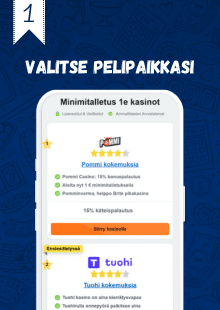 Valitse 1e talletus kasino listaltamme.