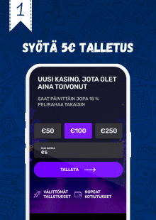 Syötä talletuskenttään 5e talletus.