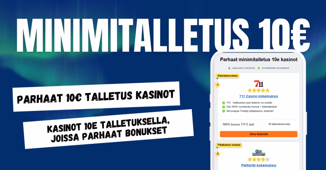 Minimitalletus 10e kasinot.