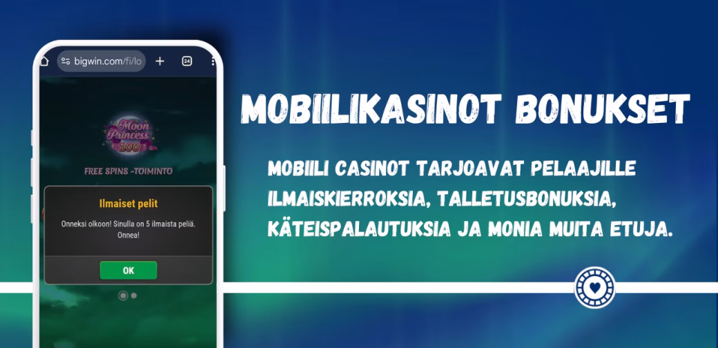 Mobiili casinot tarjoavat monipuolisesti bonuksia.