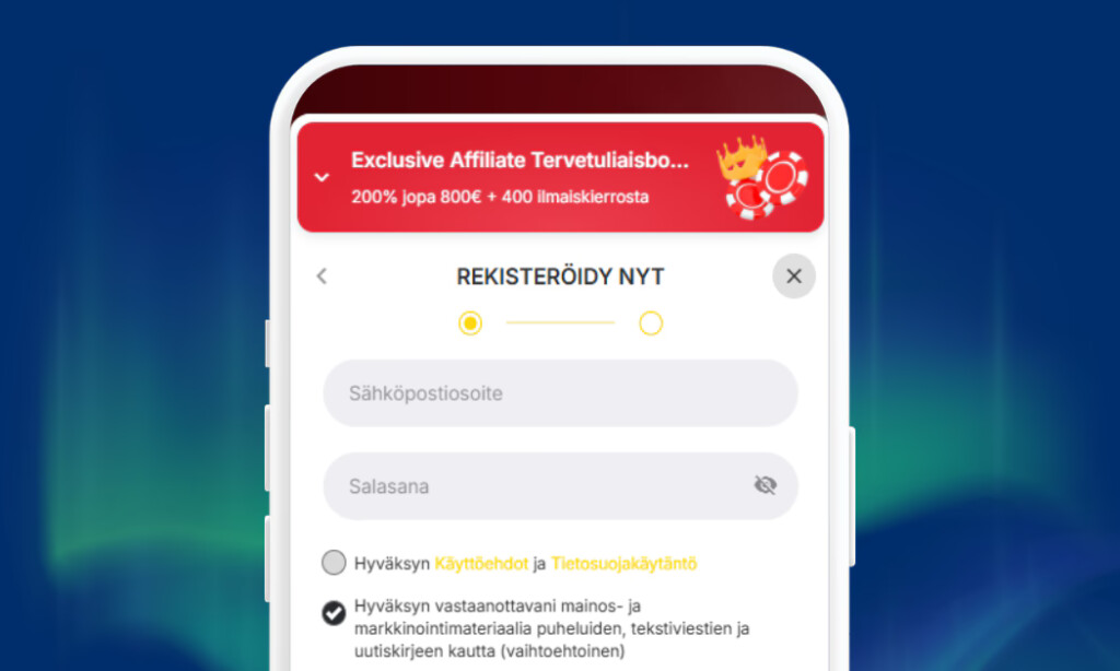 Rekisteröi pelitili Monoplay Casinolle.