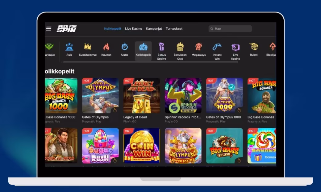 NeedForSpin Casino iso valikoima kolikkopelejä