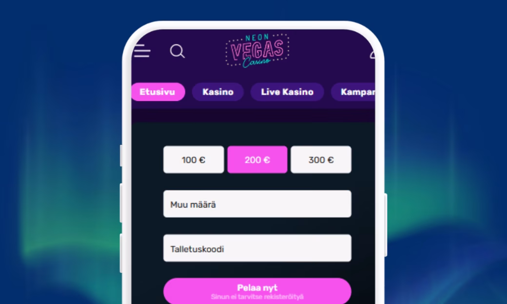 Neon Vegas Casinolle talletukset verkkopankkitunnuksin Zimplerillä.