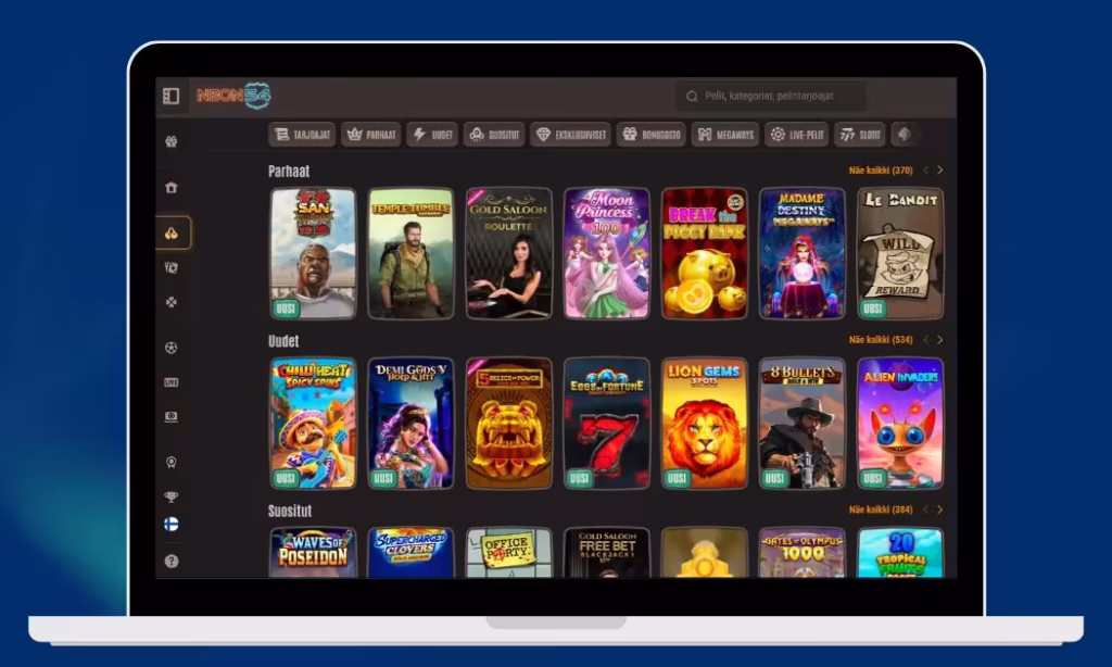 Neon 54 Casino paljon eksklusiivisia kolikkopelejä.