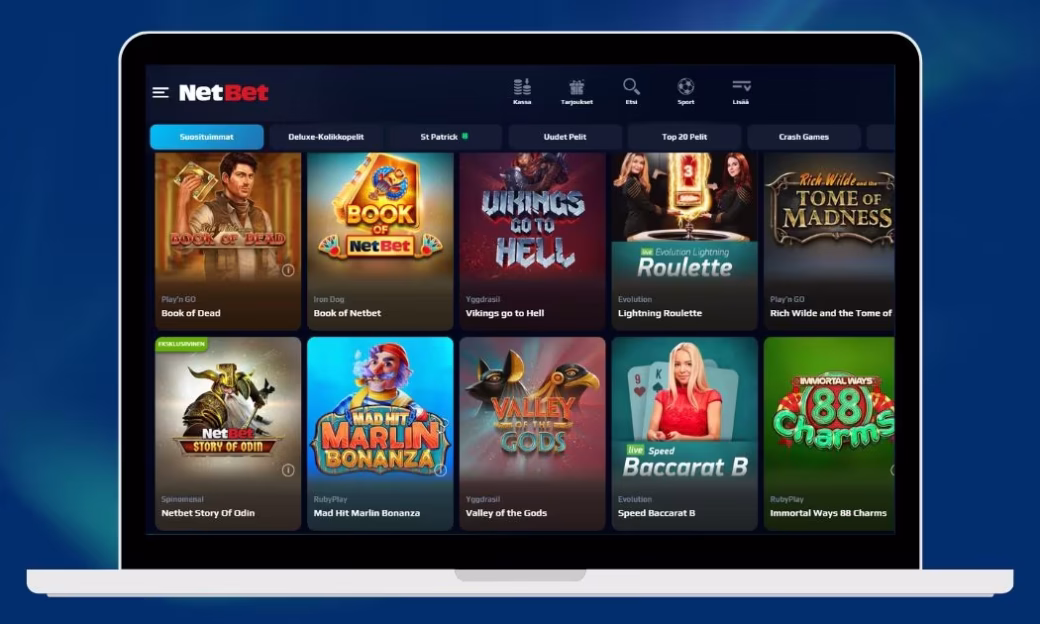 NetBet Casinolla on upea valikoima kolikkopelejä, vedonlyöntiä ja pokeria.