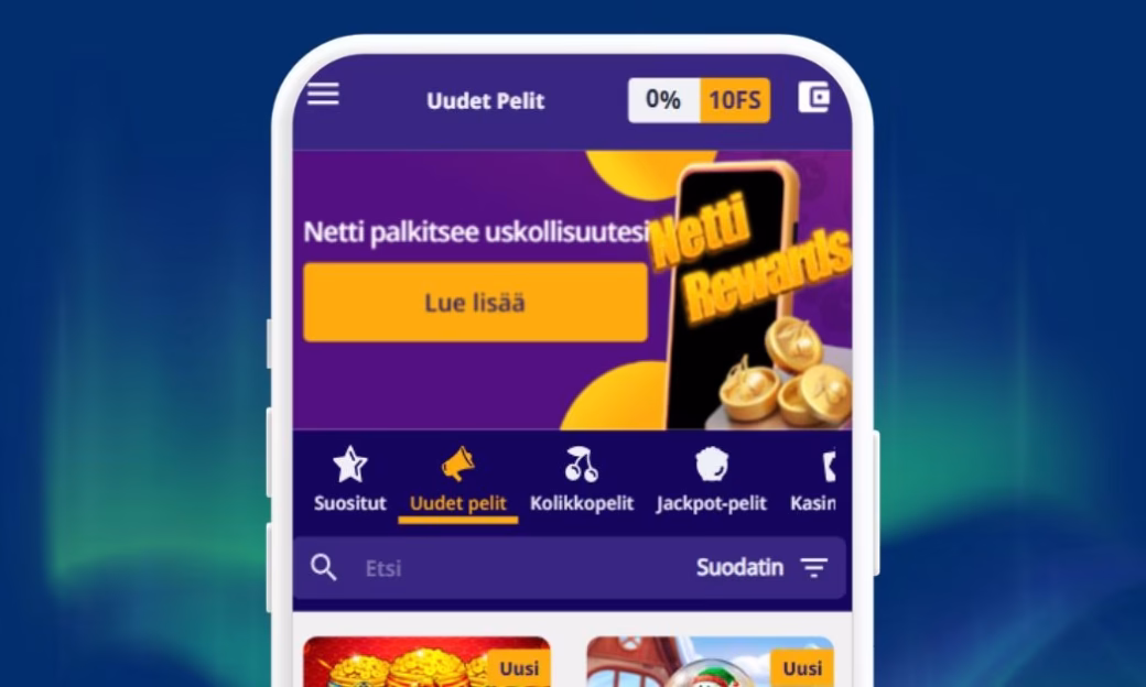 Rekisteröi pelitili Netticasino kasinolle.