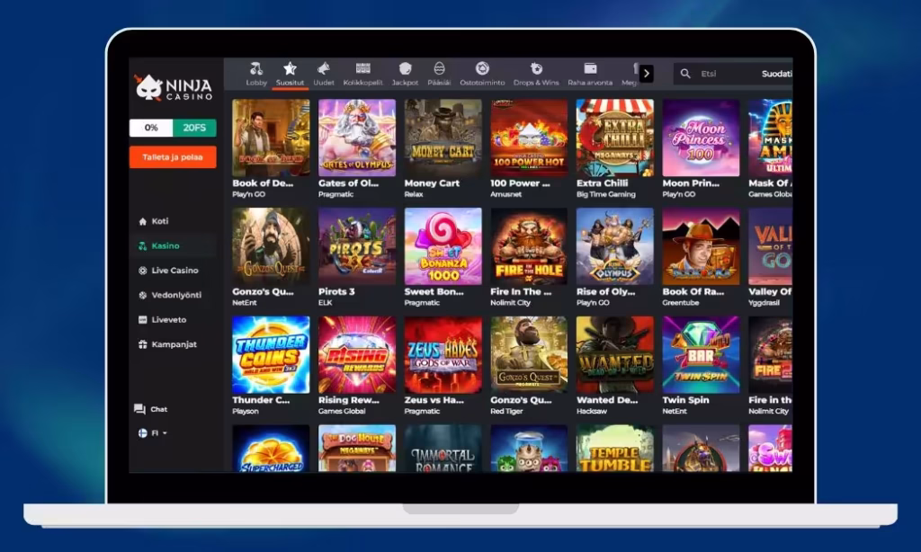 Ninja Casino on tunnettu laadukkaasta pelivalikoimasta