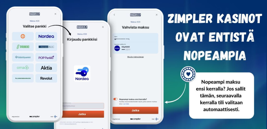 Zimpler casino entistäkin nopeampi maksu.