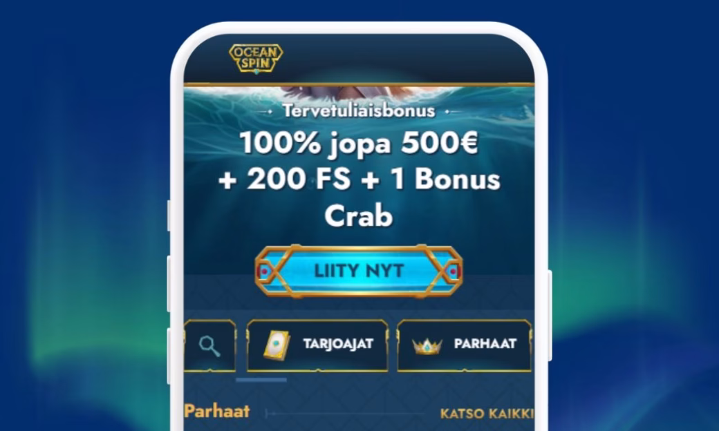 OceanSpin mobiilitalletus onnistuu helposti