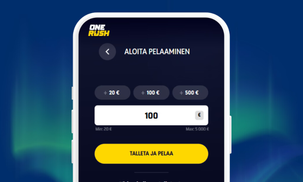 One Rush Casinolle talletukset pankkitunnuksin Trustlyn välityksellä.