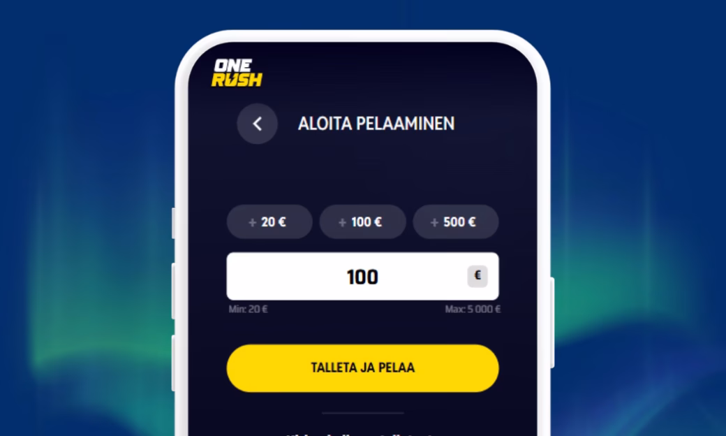 One Rush Casinolle talletukset pankkitunnuksin Trustlyn välityksellä.